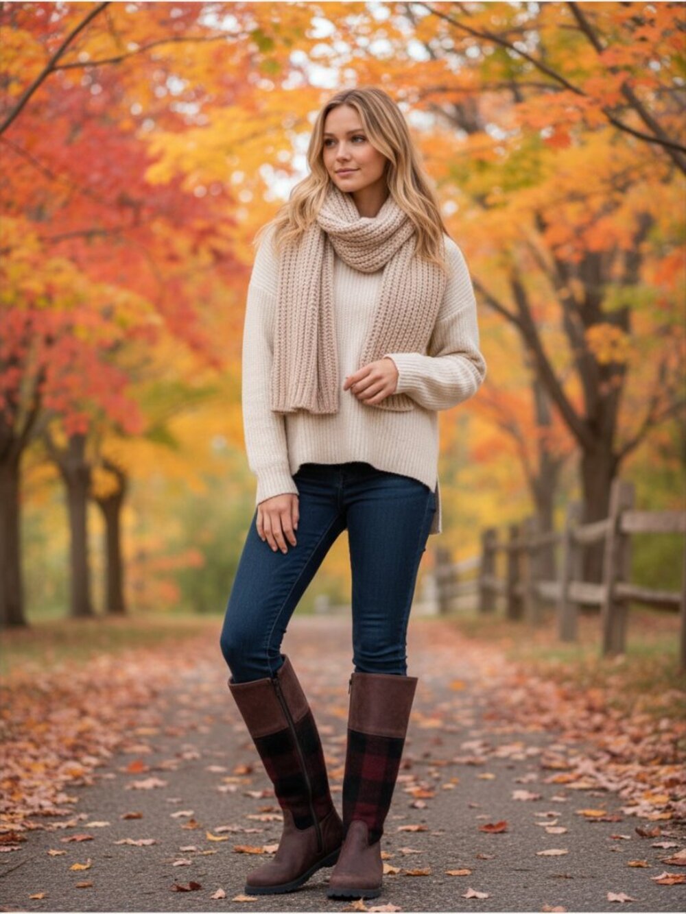 Paul Brodie Leather Tall Knee High Boots, Black and Red Plaid, Women's 8 - Picture 2 of 12